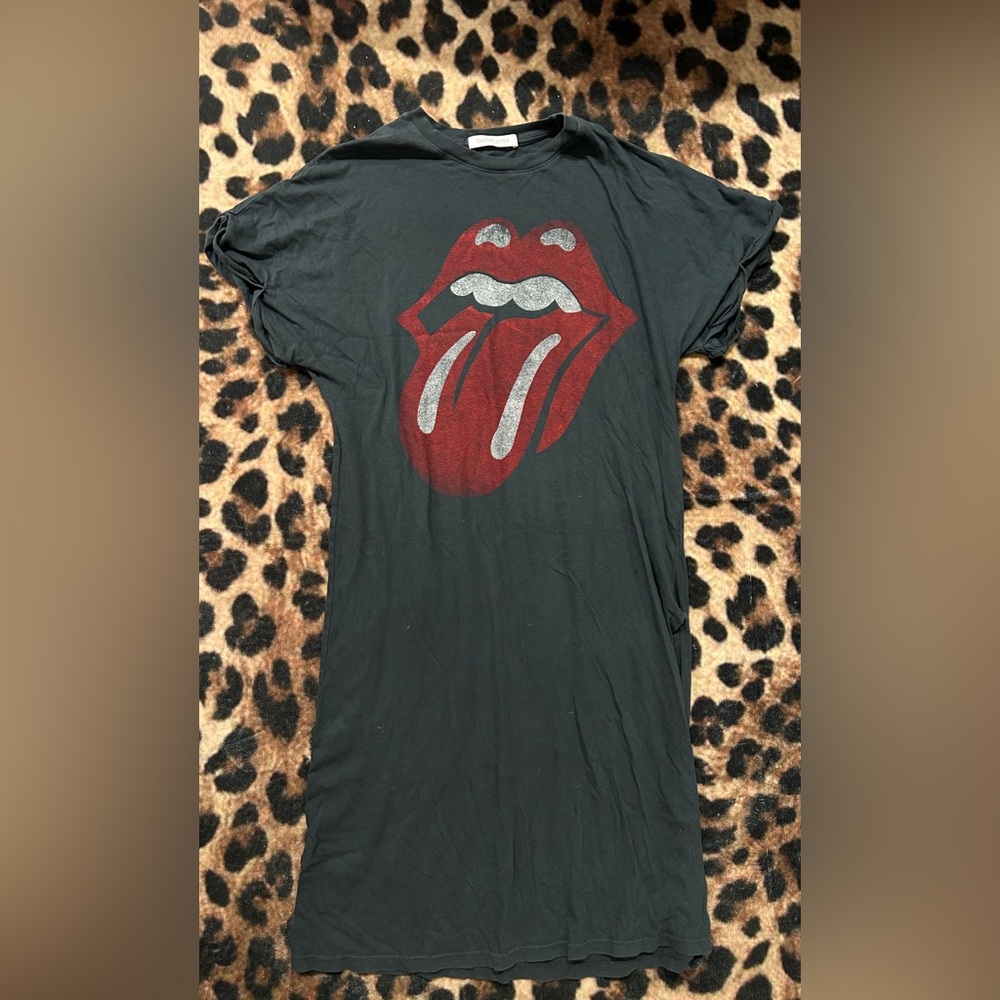Daydreamer ROLLING STONES Black Maxi T-shirt Dress S